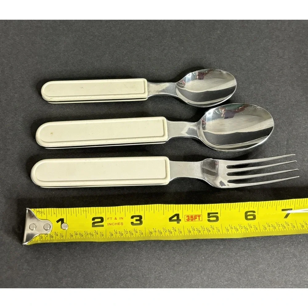 Mikasa Beige Cream Handle Flatware 17 Pcs MIS31 Plastic Fork Knife Spoon Retired